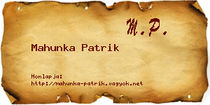 Mahunka Patrik névjegykártya